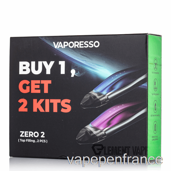 Vaporesso Zero 2 Pod System 2-pack Promotion Noir Bleu + Stylo Vape Noir Violet